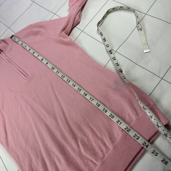 Ralph Lauren Golf Sweater Womens Medium Pink 100% Cashmere Quarter Zip Preppy - Picture 6 of 6